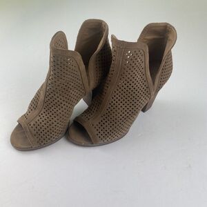 Lucky Brand Women Leather Upper Open Toe High Heel Ankle Booties ‎ Size 9 W/39